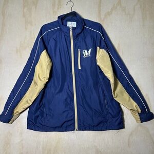 G-III Sports Carl Banks Milwaukee Brewers full-zip windbreaker jacket Large